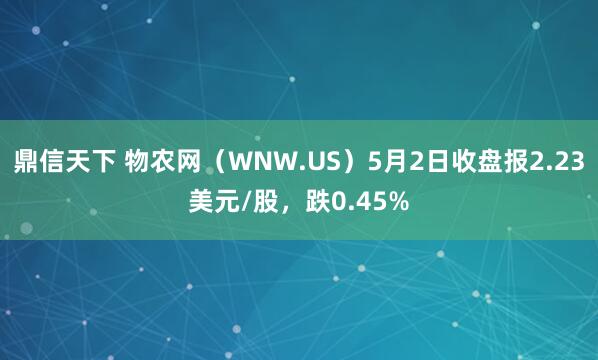 鼎信天下 物农网(WNW.US)5月2日收盘报2.23美元/股,跌0.45%